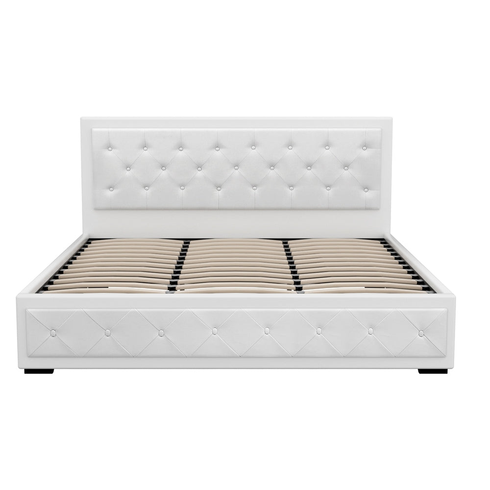 Tiyo King Gas Lift Bed Frame - White