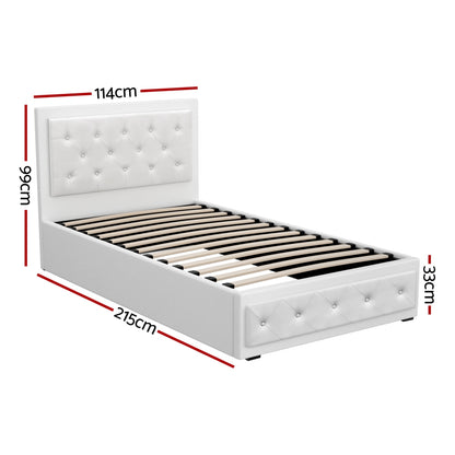 Tiyo King Single Gas Lift Bed Frame - White