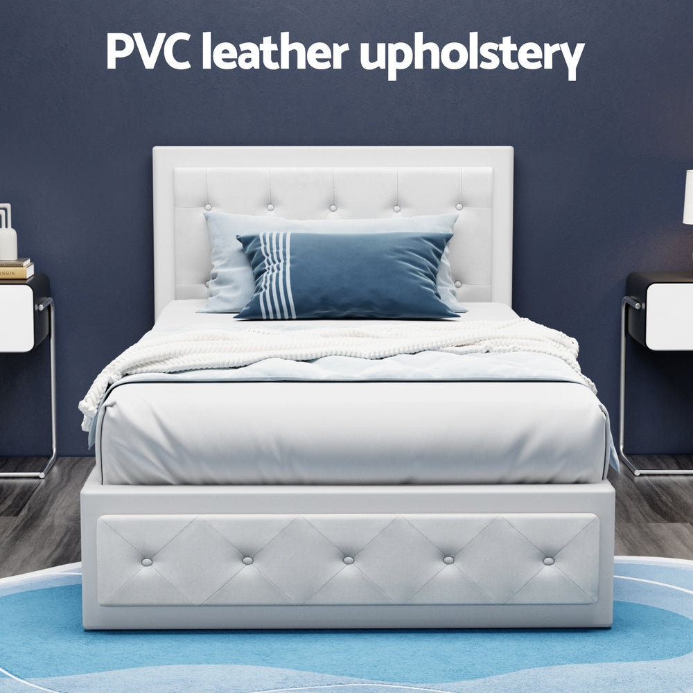 Tiyo King Single Gas Lift Bed Frame - White