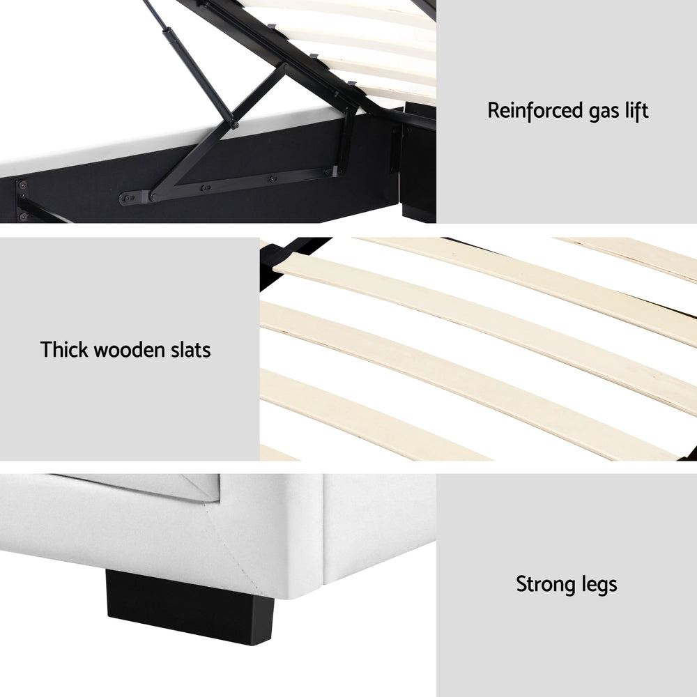 Tiyo King Single Gas Lift Bed Frame - White