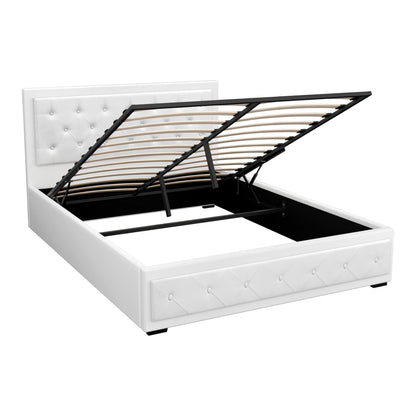 Tiyo Queen Gas Lift Bed Frame - White