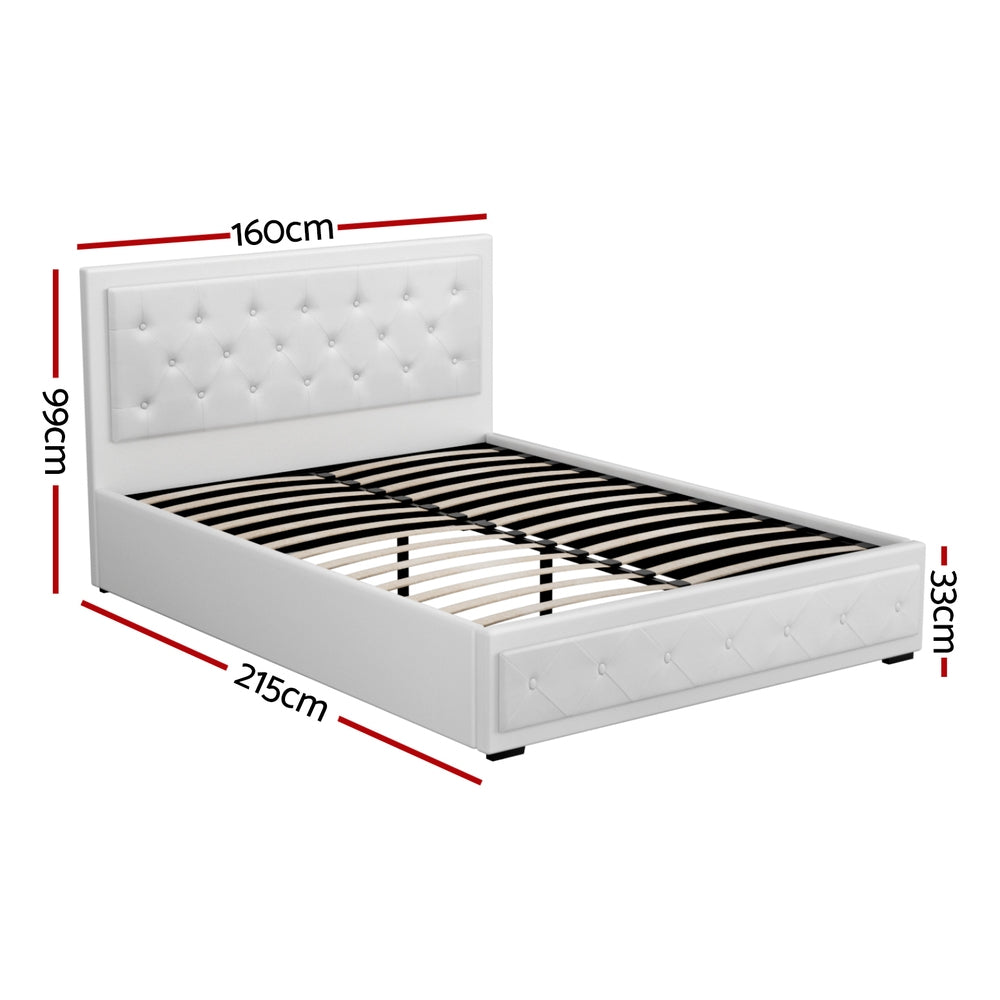 Tiyo Queen Gas Lift Bed Frame - White