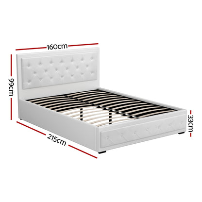 Tiyo Queen Gas Lift Bed Frame - White
