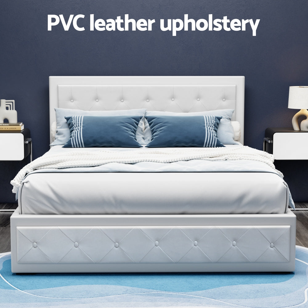 Tiyo Queen Gas Lift Bed Frame - White