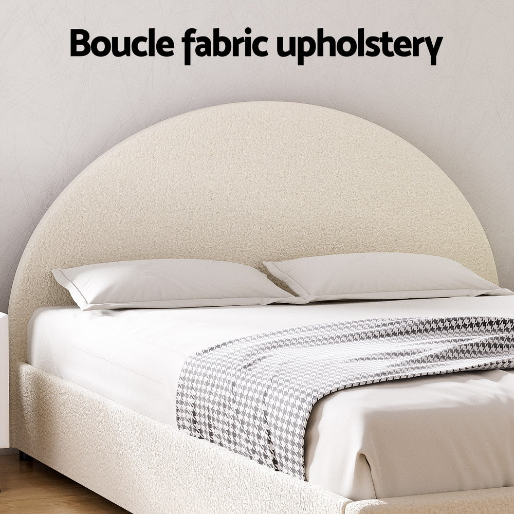 Ella Double Gas Lift Bed Frame - Beige Boucle