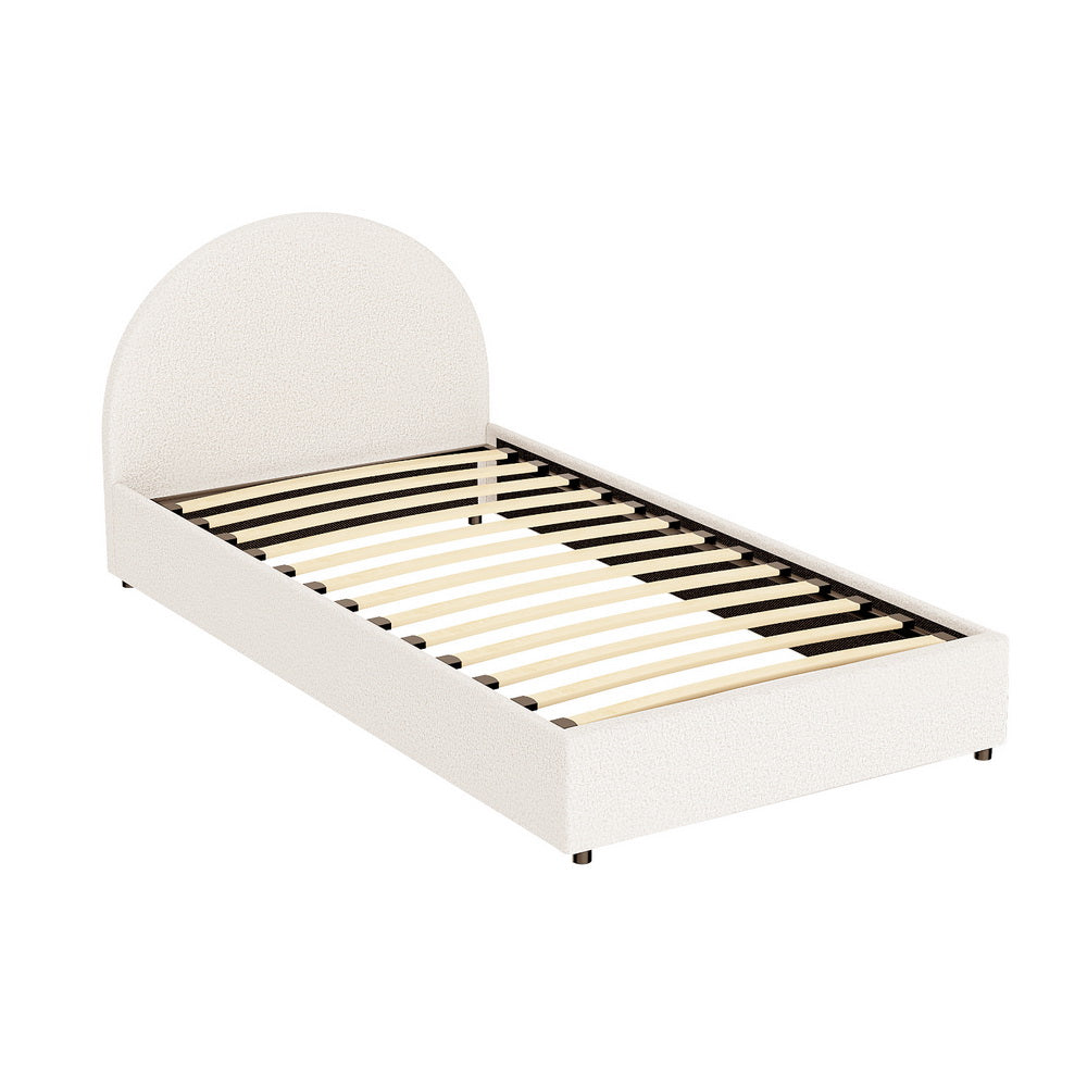 Ella King Single  Gas Lift Bed Frame - Beige Boucle