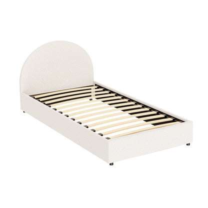 Ella King Single  Gas Lift Bed Frame - Beige Boucle