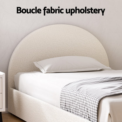 Ella King Single  Gas Lift Bed Frame - Beige Boucle