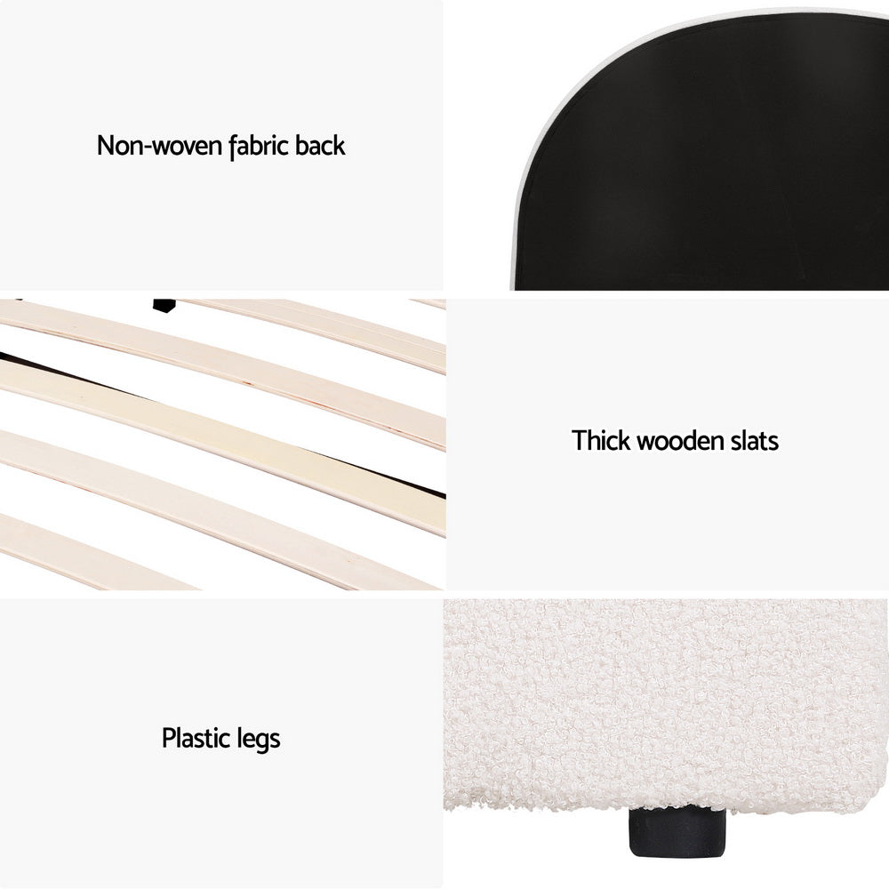 Ella King Single  Gas Lift Bed Frame - Beige Boucle