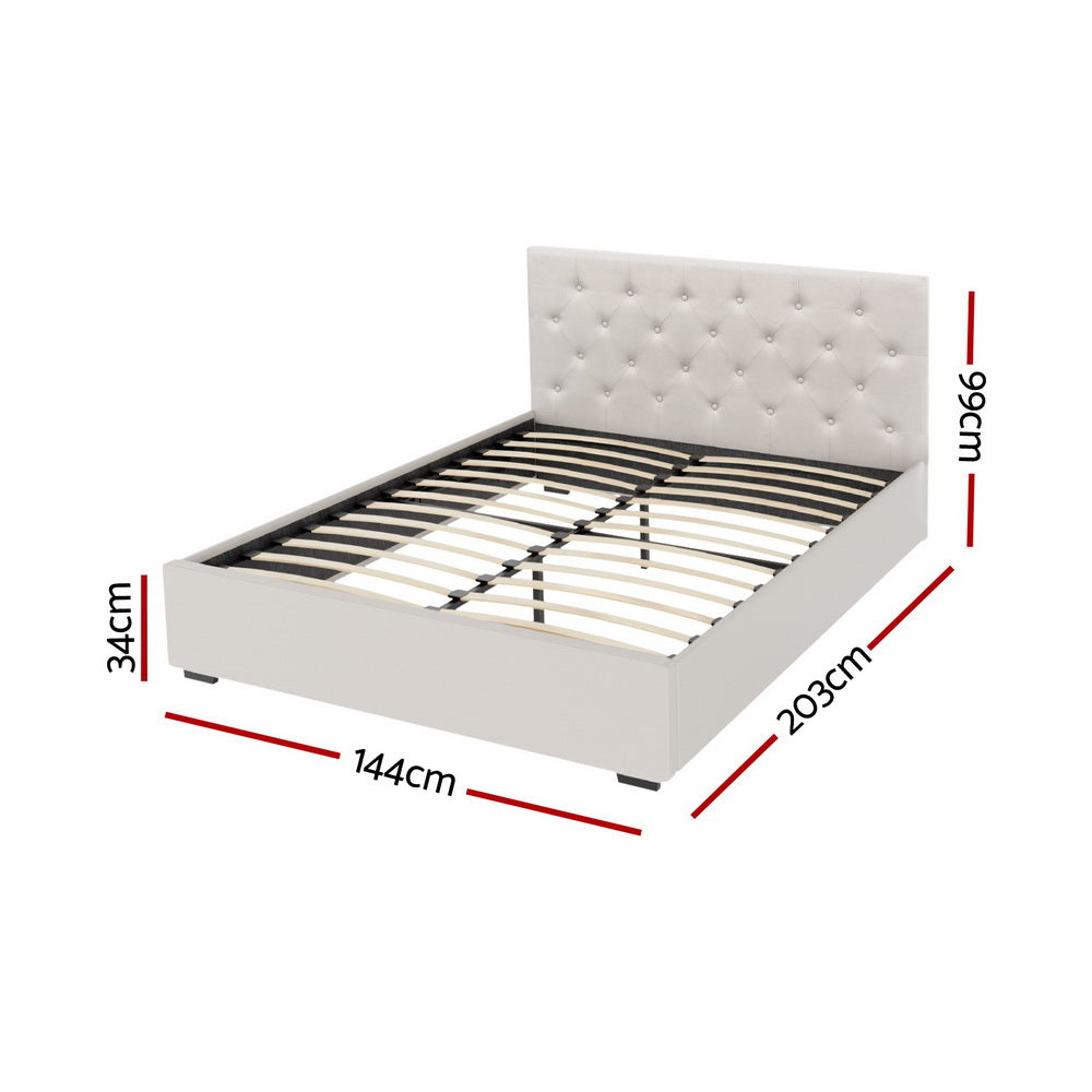 Vila Double Gas Lift Bed Frame - Beige