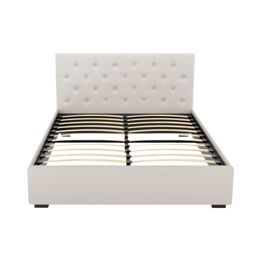 Vila Double Gas Lift Bed Frame - Beige