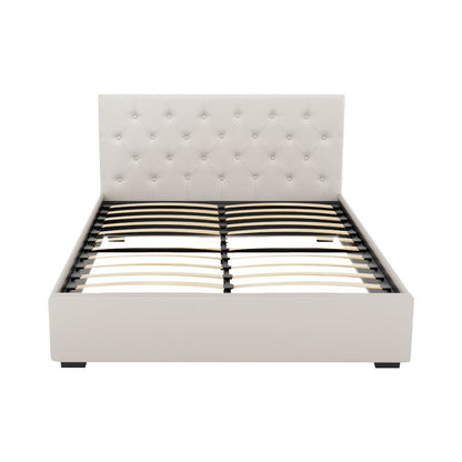 Vila Double Gas Lift Bed Frame - Beige