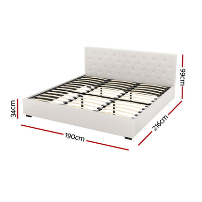 Vila King Gas Lift Bed Frame - Beige