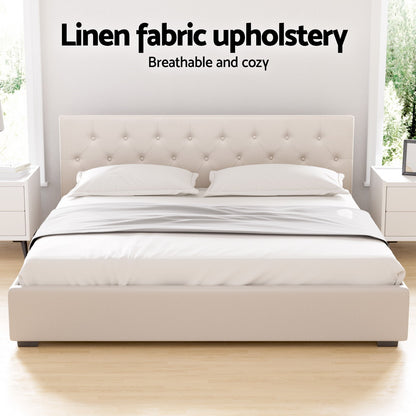 Vila King Gas Lift Bed Frame - Beige