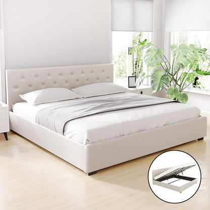 Vila King Gas Lift Bed Frame - Beige