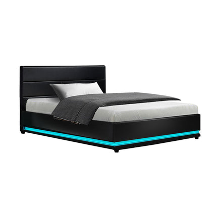 Lumi King Single LED Gas Lift Bed Frame - Black
