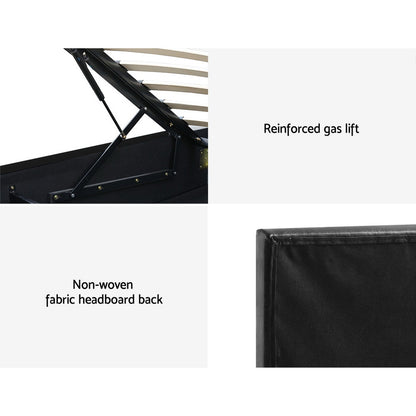 Lumi King Single LED Gas Lift Bed Frame - Black