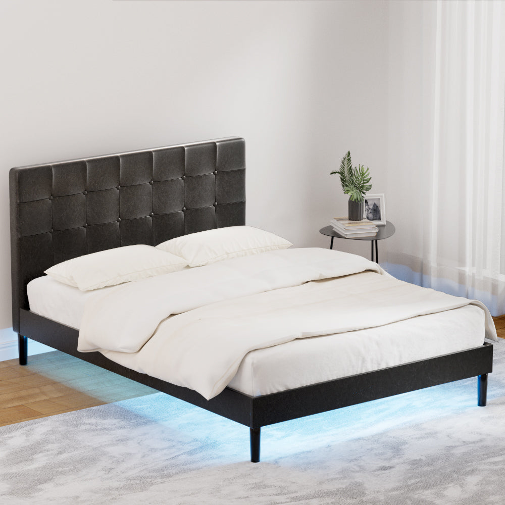 Ravi Double LED Bed Frame - Black
