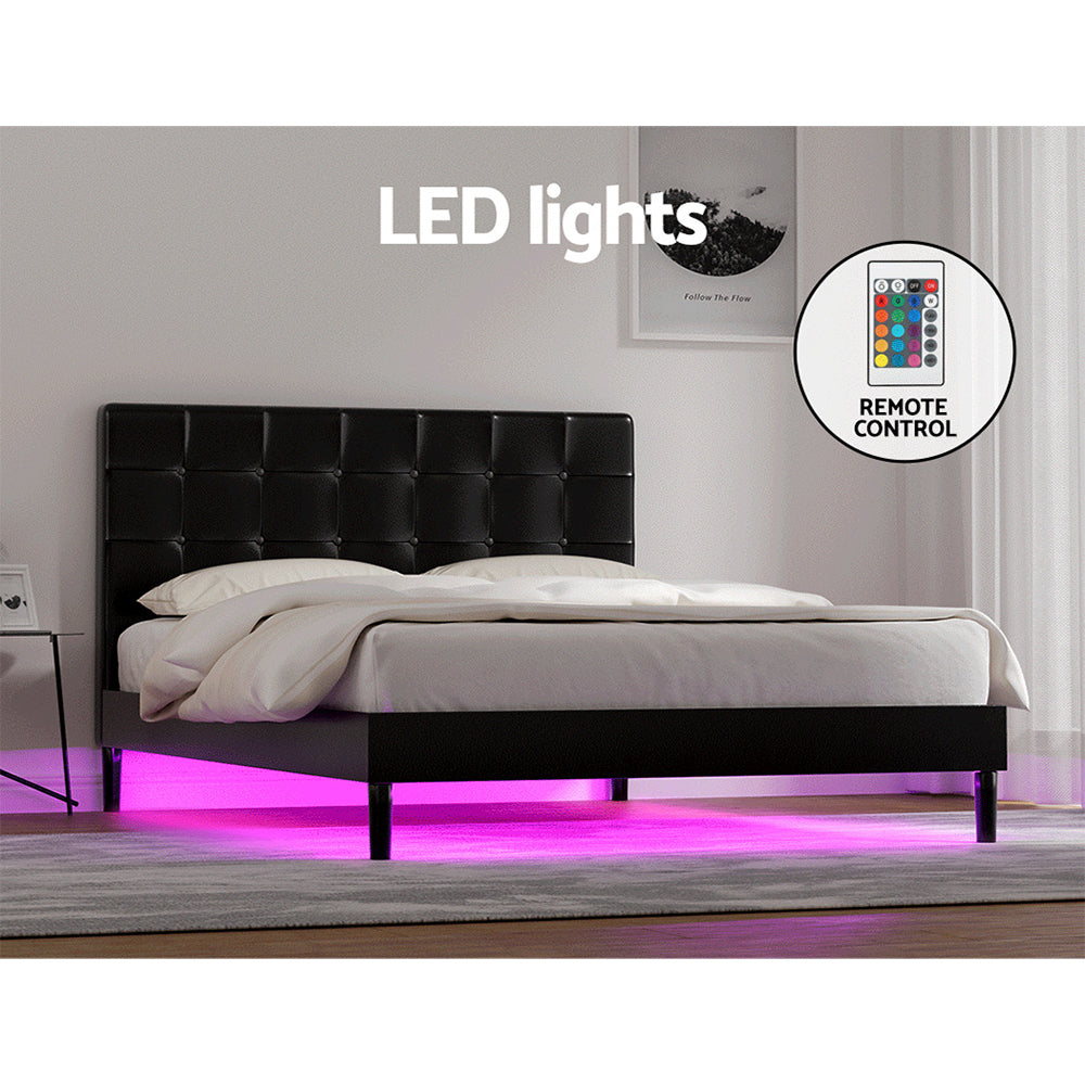 Ravi Double LED Bed Frame - Black