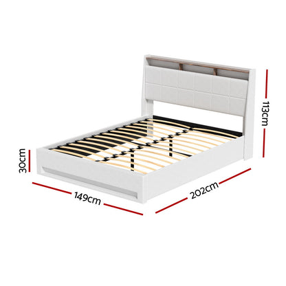 Sunset Double LED Gas Lift Bed Frame - White