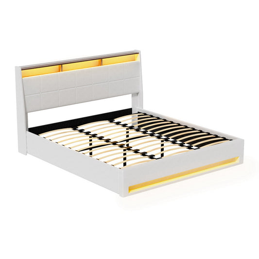 Sunset King LED Gas Lift Bed Frame - White