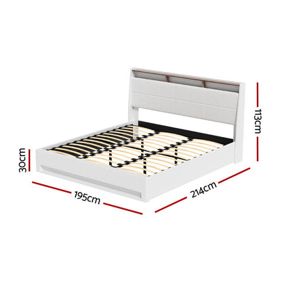 Sunset King LED Gas Lift Bed Frame - White