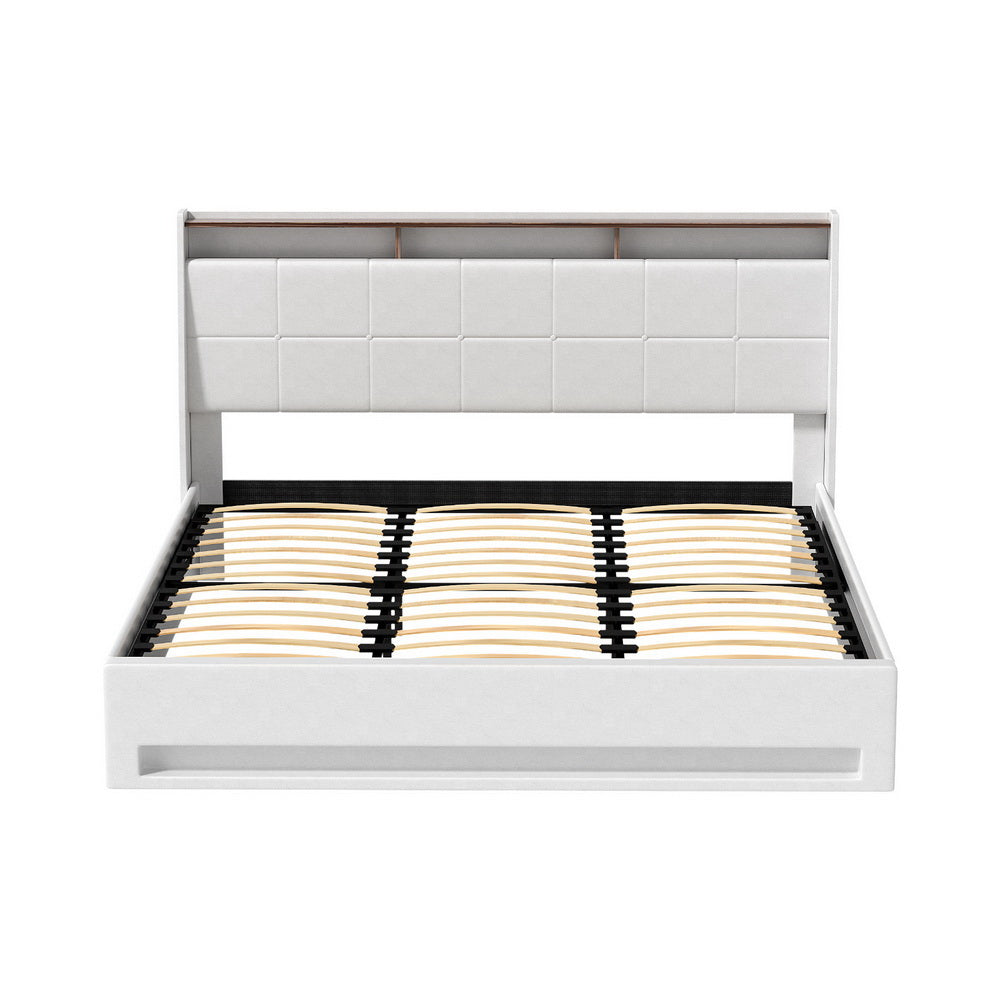 Sunset King LED Gas Lift Bed Frame - White