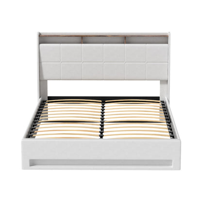 Sunset Queen LED Gas Lift Bed Frame - White