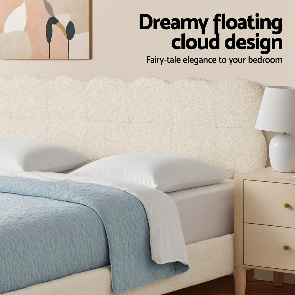 Cloud Double Bed Frame - White Boucle