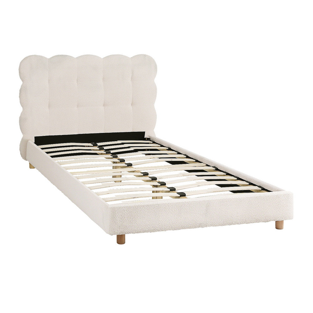 Cloud King Single Bed Frame - White Boucle