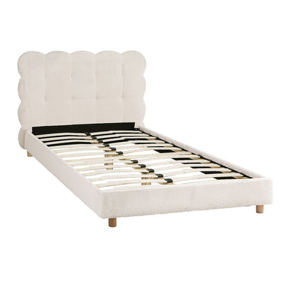 Cloud King Single Bed Frame - White Boucle