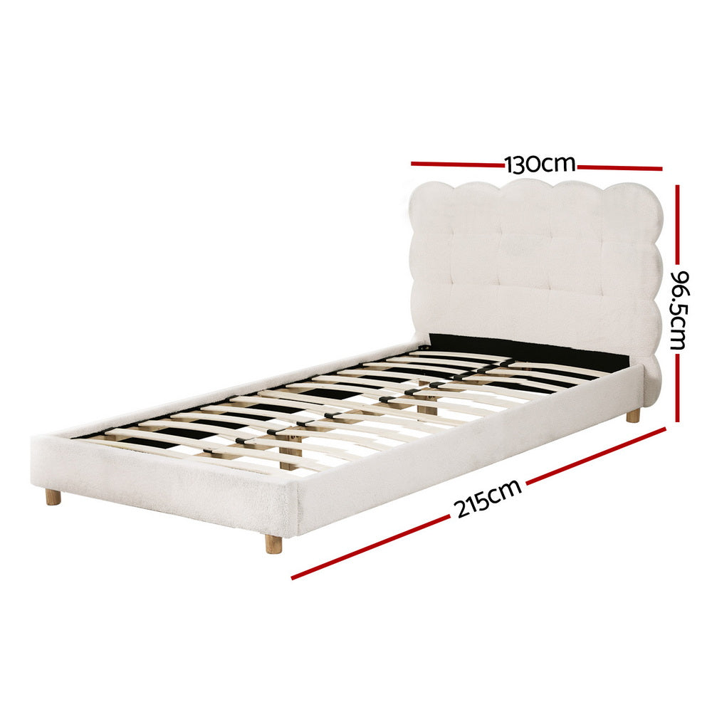 Cloud King Single Bed Frame - White Boucle