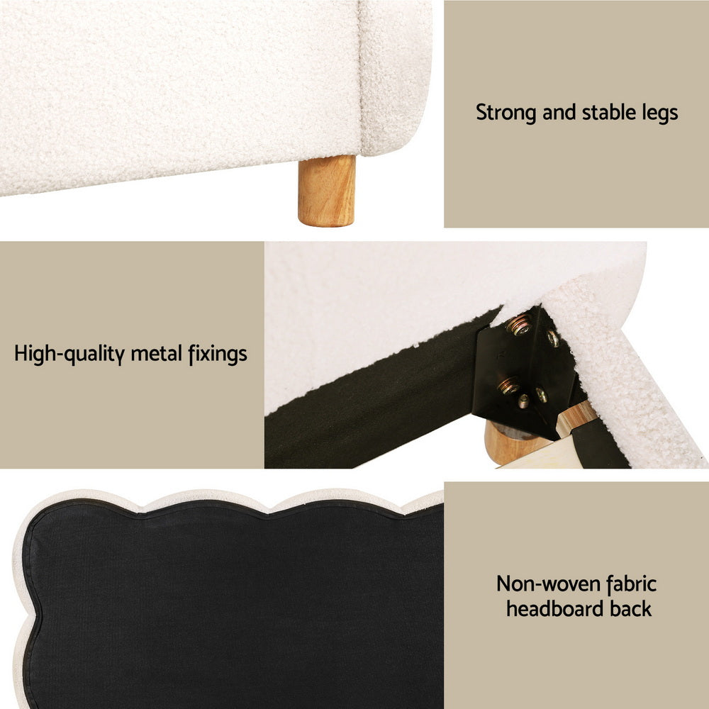 Cloud King Single Bed Frame - White Boucle