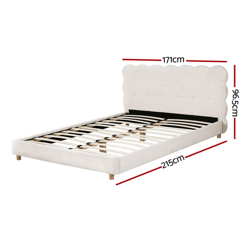 Cloud Queen Bed Frame - White Boucle