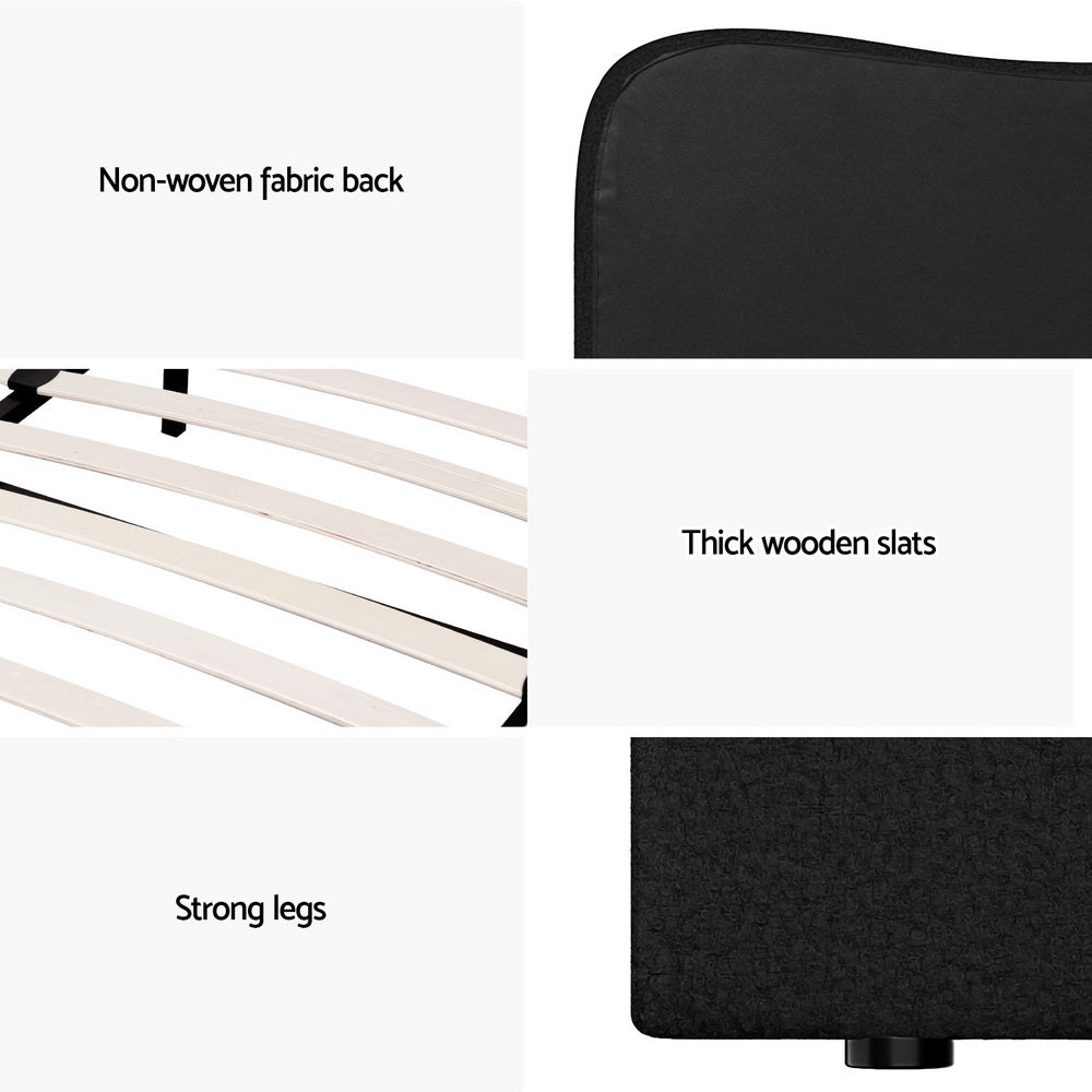 Dara Double Bed Frame - Boucle Black