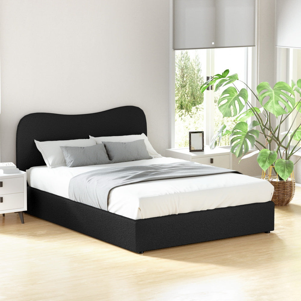 Dara Double Bed Frame - Boucle Black