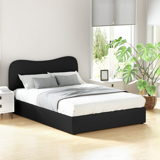 Dara Double Bed Frame - Boucle Black