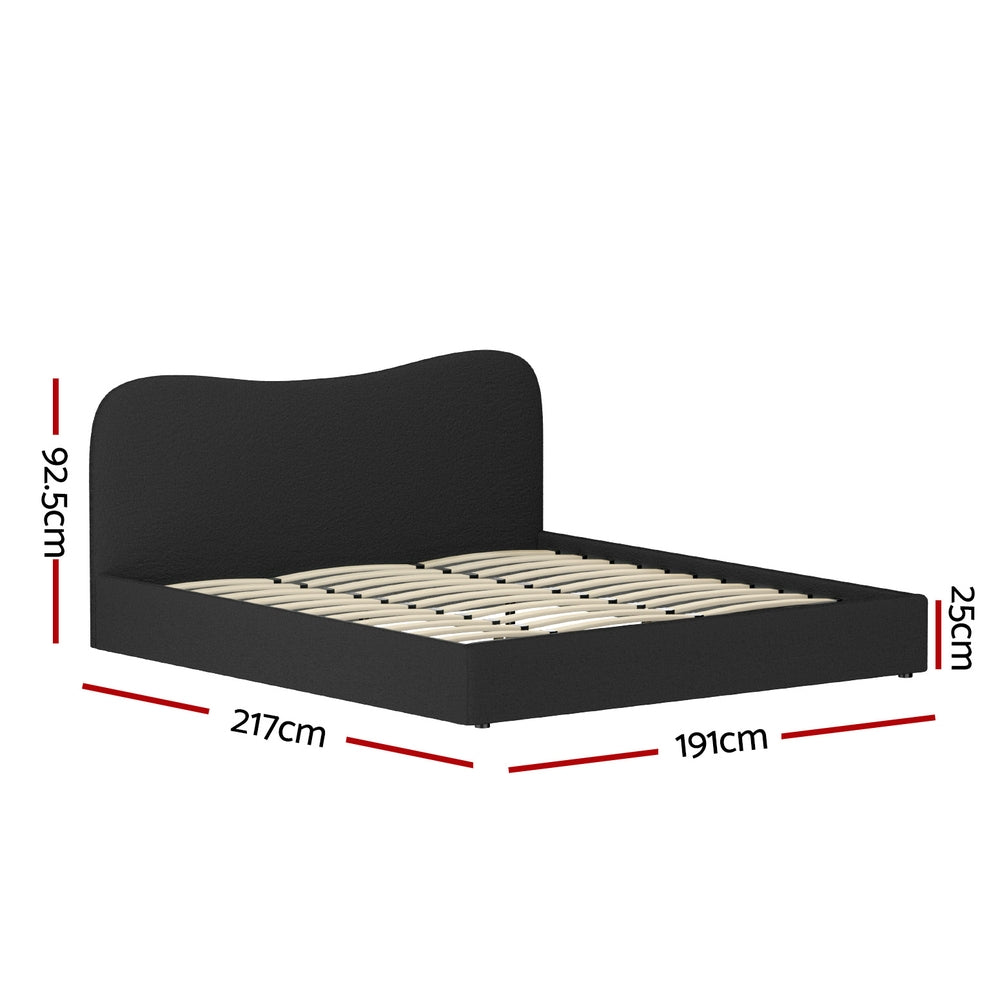 Dara King Bed Frame - Black Boucle