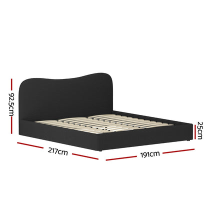 Dara King Bed Frame - Black Boucle