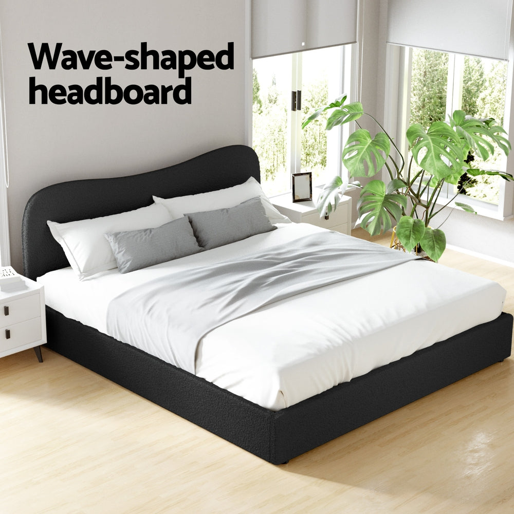 Dara King Bed Frame - Black Boucle