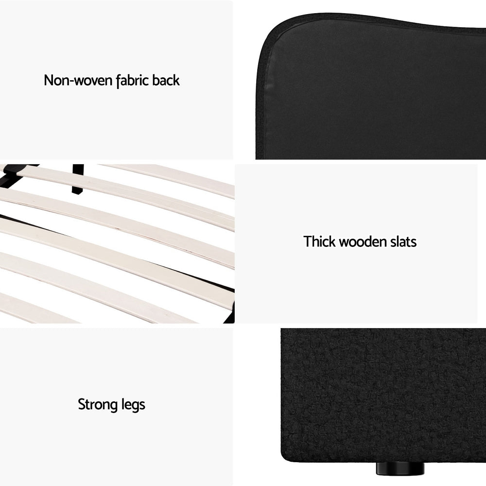 Dara King Bed Frame - Black Boucle