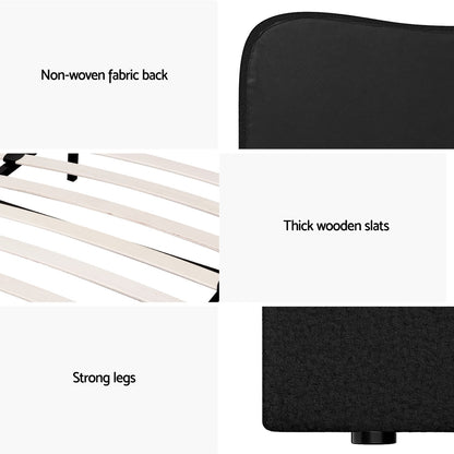 Dara King Bed Frame - Black Boucle