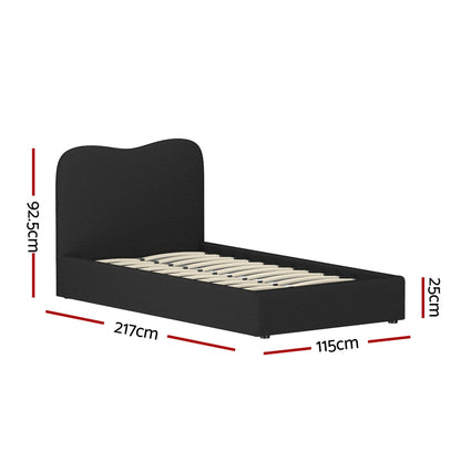 Dara King Single Bed Frame - Black Boucle