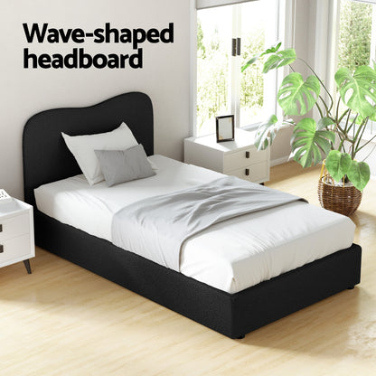 Dara King Single Bed Frame - Black Boucle