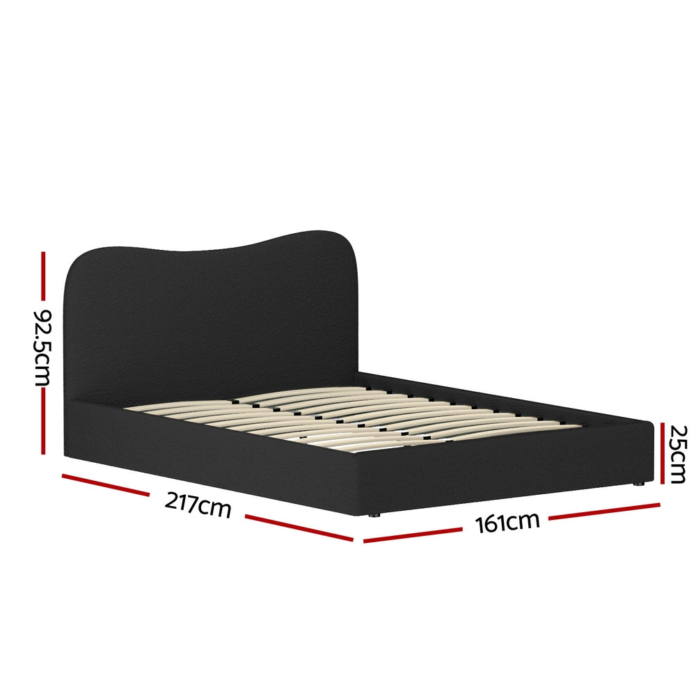 Dara Queen Bed Frame - Black Boucle