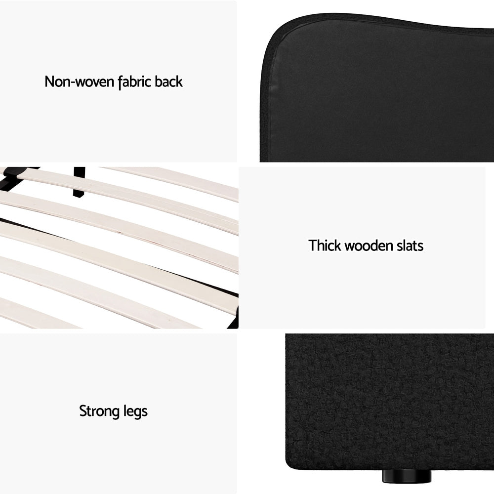 Dara Queen Bed Frame - Black Boucle