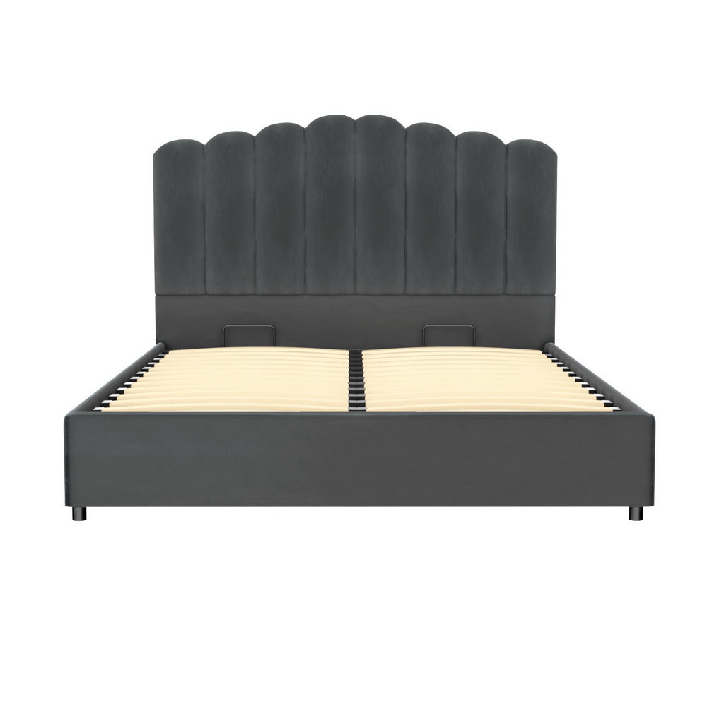 Fion Double Bed Frame - Velvet Grey