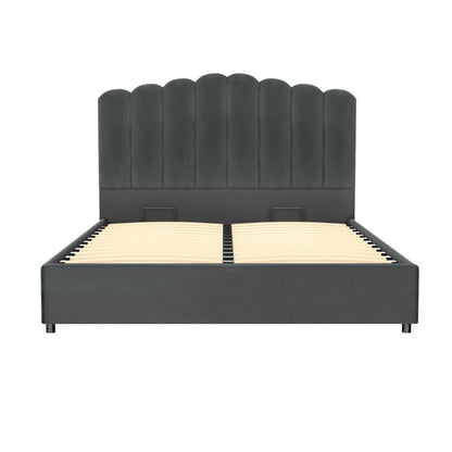 Fion Double Bed Frame - Velvet Grey