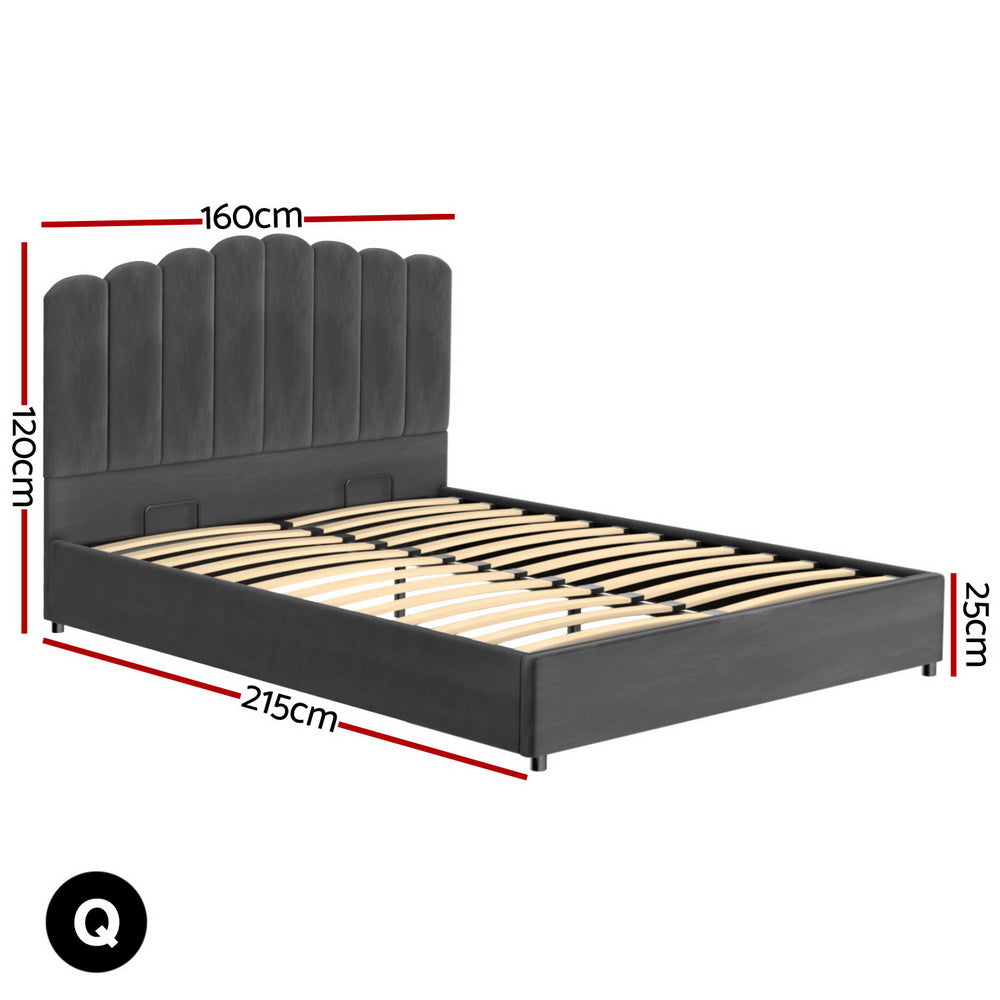 Fion Double Bed Frame - Velvet Grey