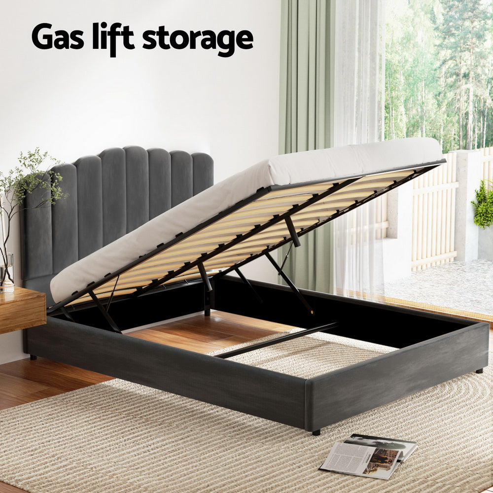 Fion Queen Bed Frame - Velvet Grey